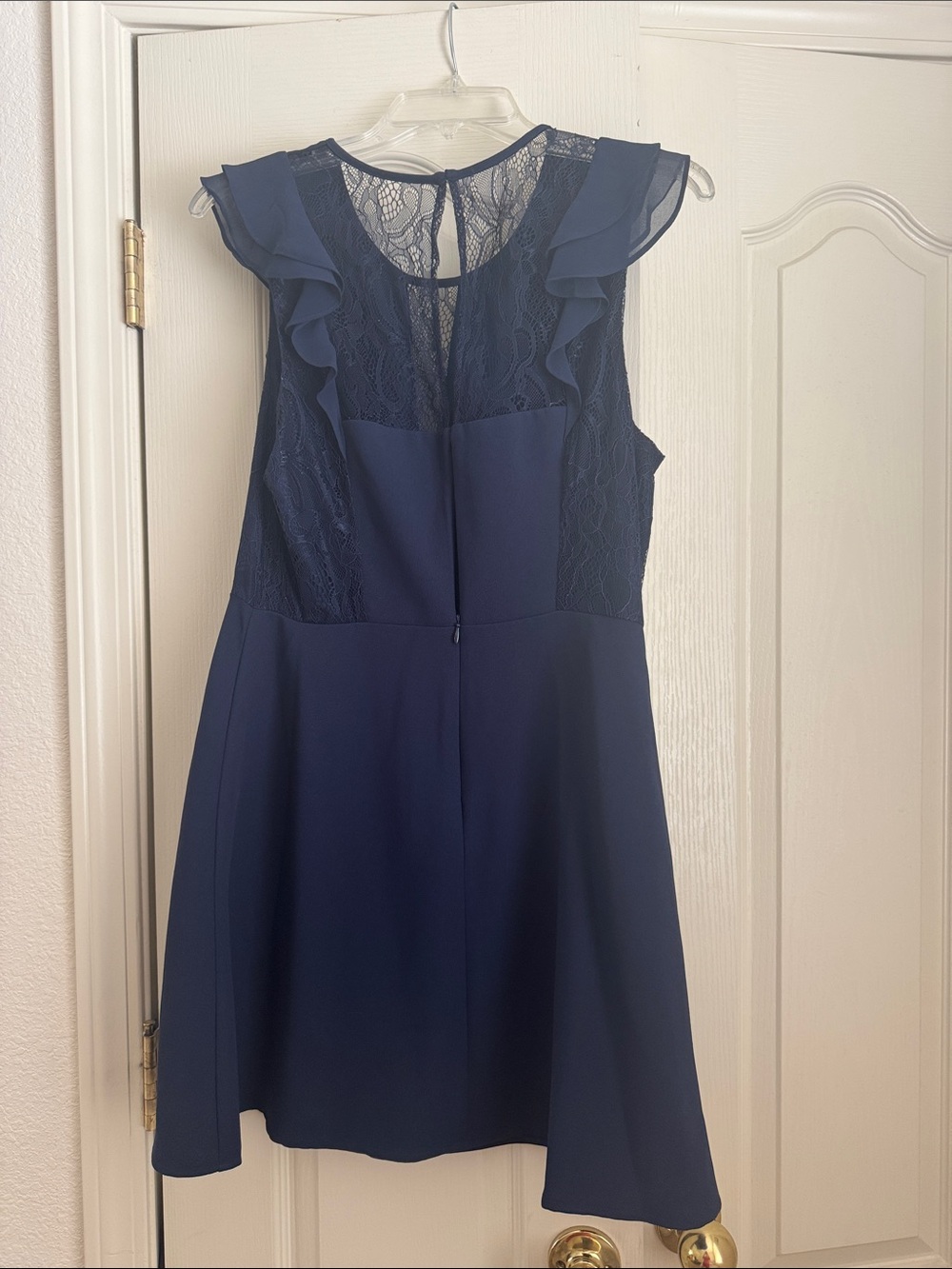 BCBGeneration Navy Lace Ruffle Mini Dress - Picture 2 of 4